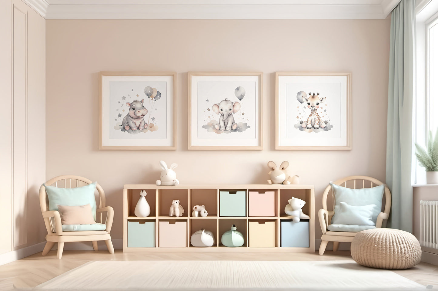 Baby hippo Printable Wall Art, Nursery Wall Art, Animal designs, Printable Decor, Large Photo Poster, Square format, Digital Download