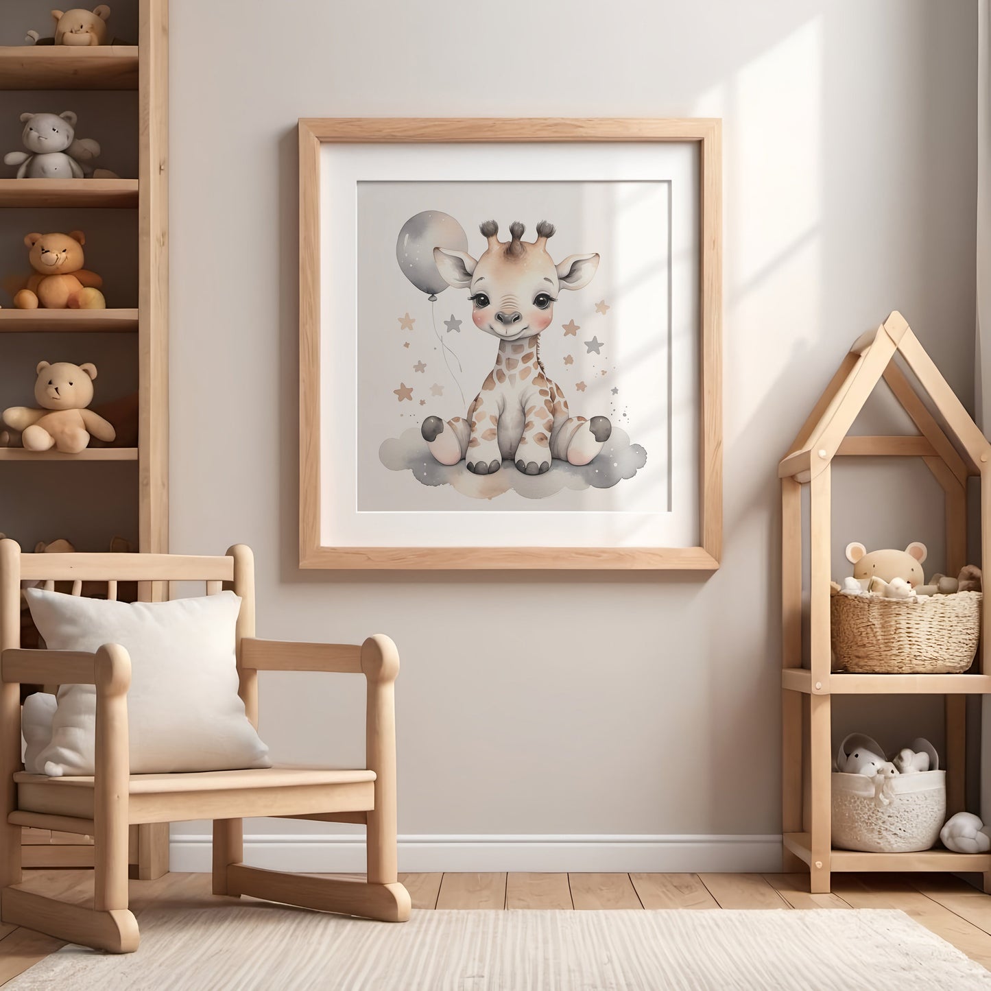 Baby giraffe Printable Wall Art, Nursery Wall Art, Animal designs, Printable Decor, Large Photo Poster, Square format, Digital Download